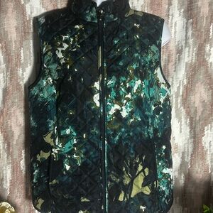 Quilted Vest with Abstract Green Pattern
